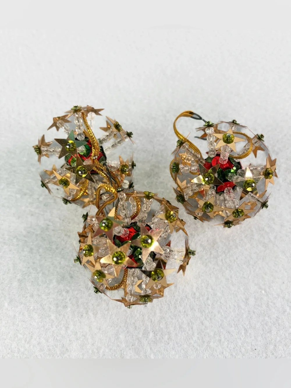Atomic Starburst Cluster Star Red Beaded Pushpins Christmas Ornament Vintage 3
